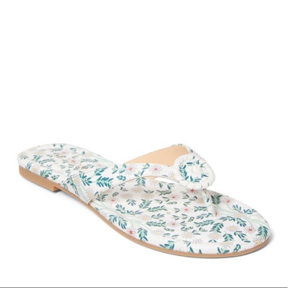 Jack Rogers white floral Rowan flip flop NIB